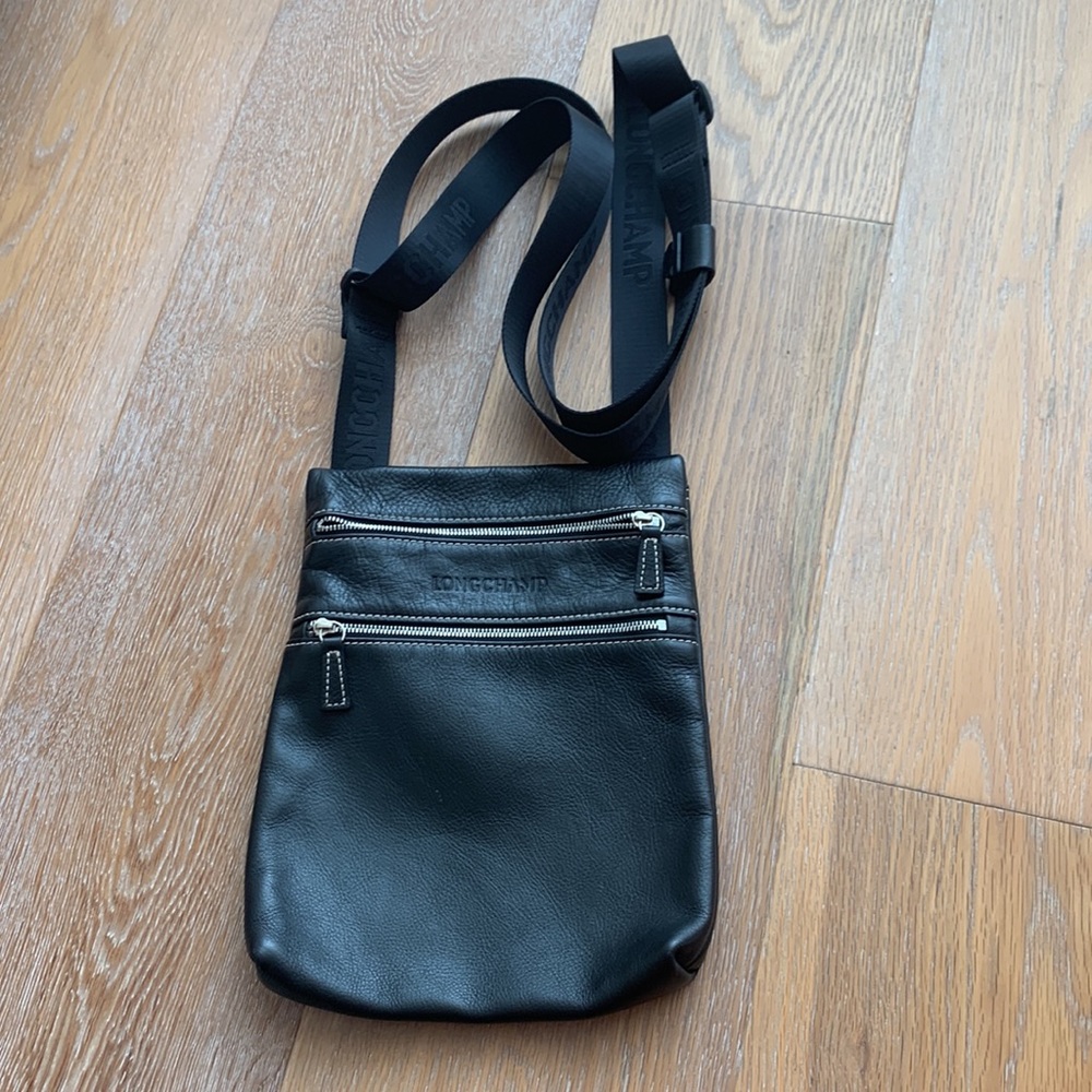 Longchamp leather black cross body bag